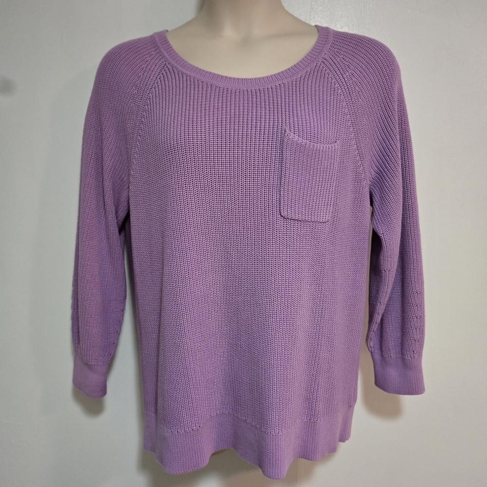 Talbots Plus Size 2X Lavender Purple Open Stretch Knit Pullover Sweater NEW